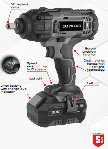 Cordless Impact Wrench 1/2” 20V 650Nm