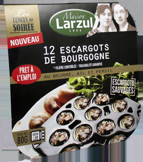 Plate of 12 Burgundy snails prepared with butter, garlic and parsley 80g – Larzul